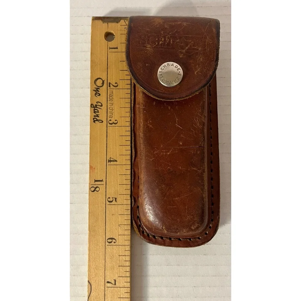 Schrade Knife Sheath Unisex OS Brown Leather Vintage Folding Pocket Knife Pouch